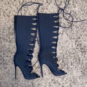 Blue Jean Tie Up Heels